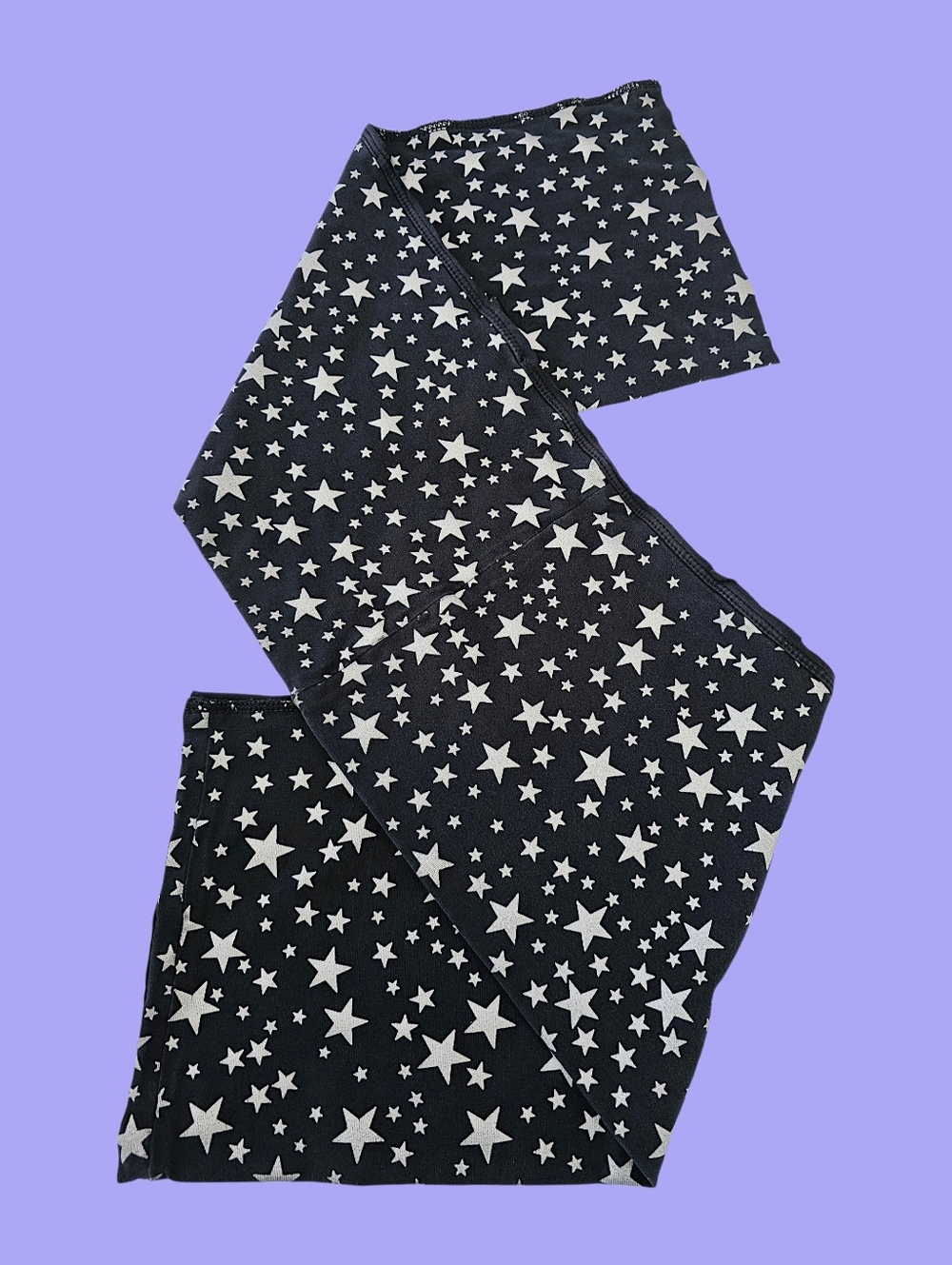 GUESS Upcycled Black Fabric with Silver Star Print - 1/2 Yard